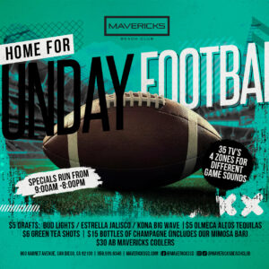 Sunday Football Drink Specials at Mavericks Beach Club
